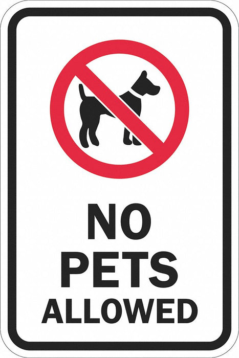 Reflective No Pets Sign 18x12in Aluminum