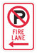 Fire Lane Parking Sign 18 x 12 