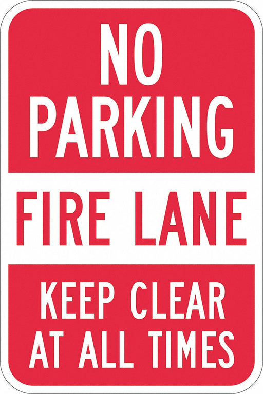 Fire Lane No Parking Sign 18 x 12 
