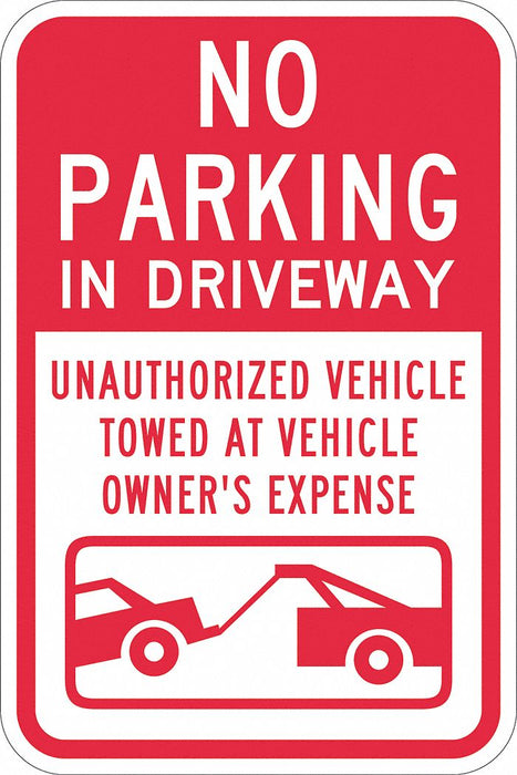 Driveway No Parking Sign 18 x 12 