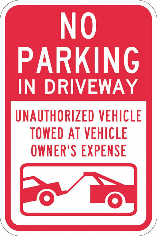 Driveway No Parking Sign 18 x 12 