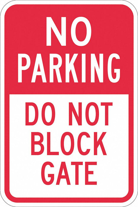 Gate No Parking Sign 18 x 12 