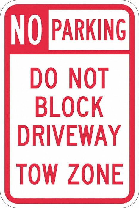 Driveway No Parking Sign 18 x 12 