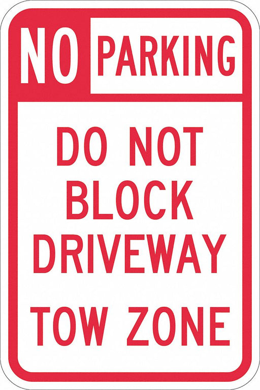 Driveway No Parking Sign 18 x 12 