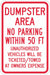 Dumpster No Parking Sign 18 x 12 