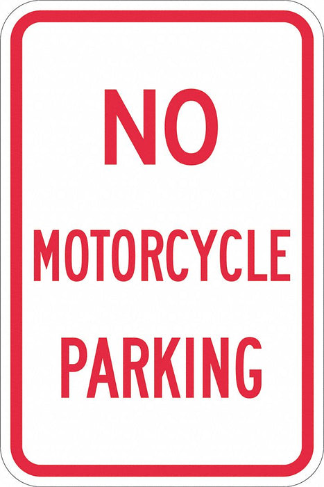 No Motorcycle Parking Sign 18 x 12 