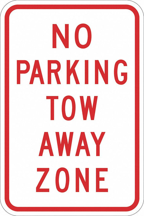 No Parking Tow Away Zone Sign 18 x 12 