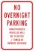 No Overnight Parking Sign 18 x 12 