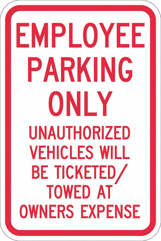 Employee Parking Sign 18 x 12 