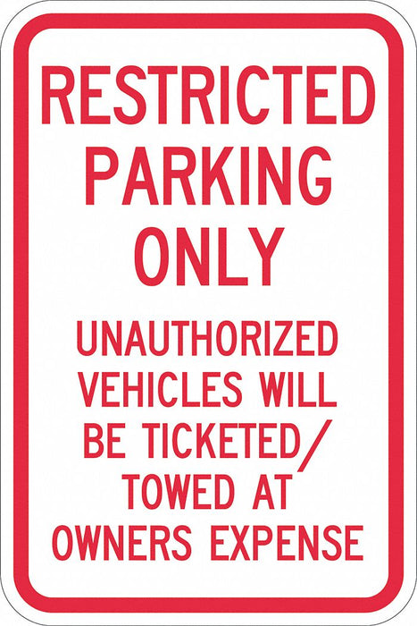 Tow Zone No Parking Sign 18 x 12 