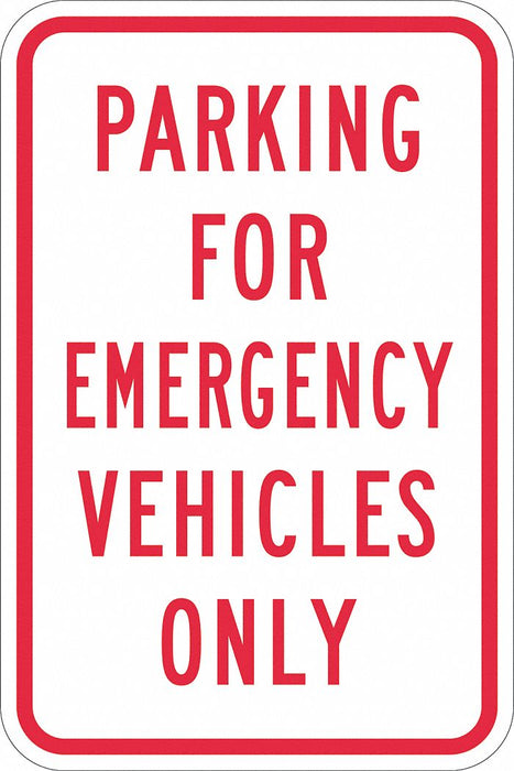 Emergency Vehicle Parking Sign 18 x 12 