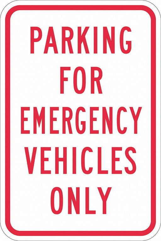 Emergency Vehicle Parking Sign 18 x 12 