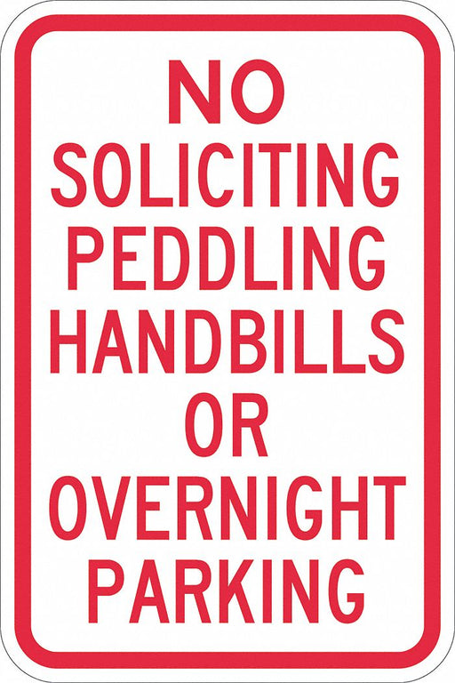 No Overnight Parking Sign 18 x 12 