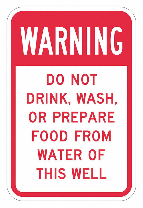Rflctv Potable Water Warn Sign 18x12in