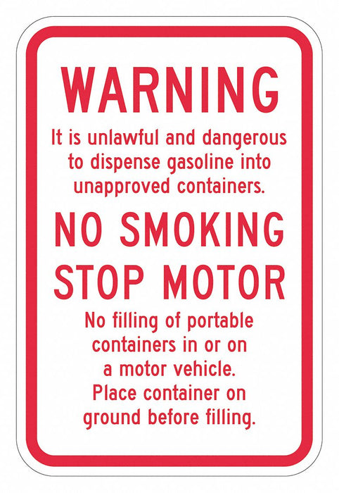 Rflctv Gasoline Warn Sign 18x12in Alum