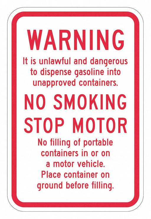 Rflctv Gasoline Warn Sign 18x12in Alum