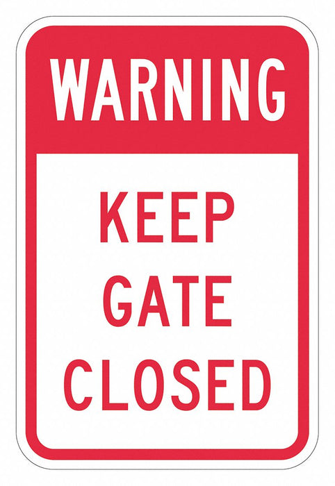 Rflctv Gate Warning Sign 18x12in Alum
