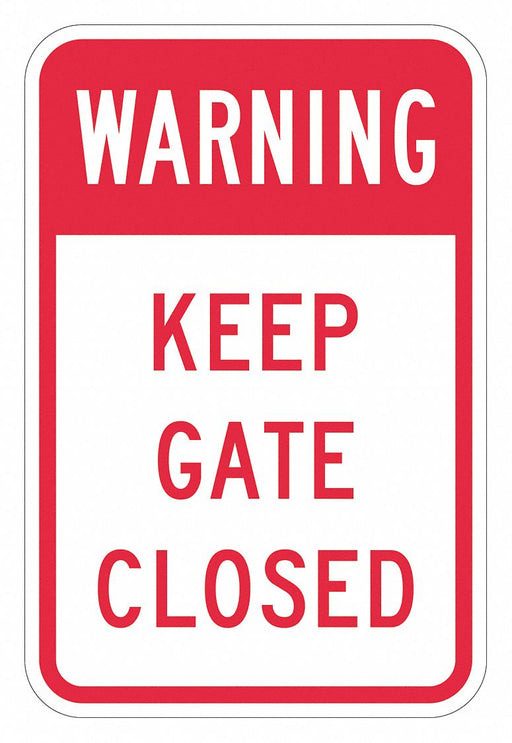 Rflctv Gate Warning Sign 18x12in Alum