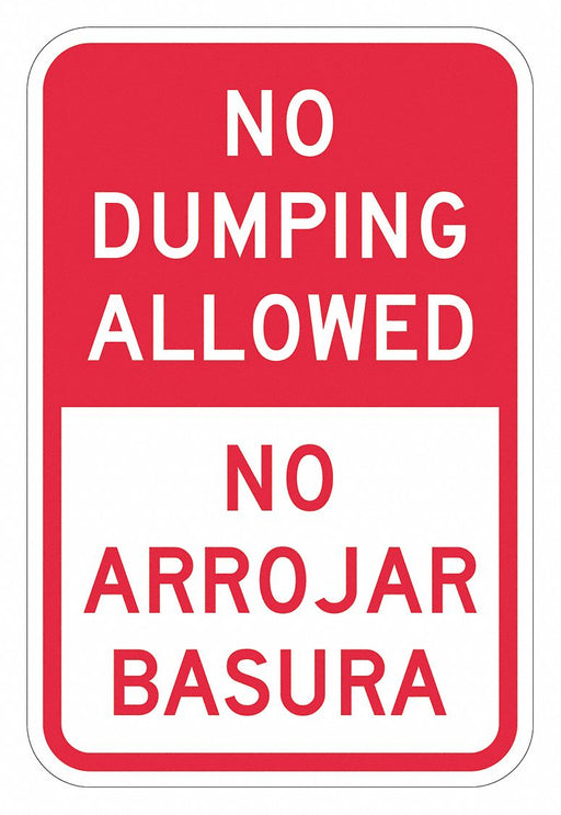 Rflctv No Dumping Allowed Sign 18x12in