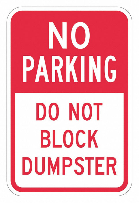 Dumpster No Parking Sign 18 x 12 