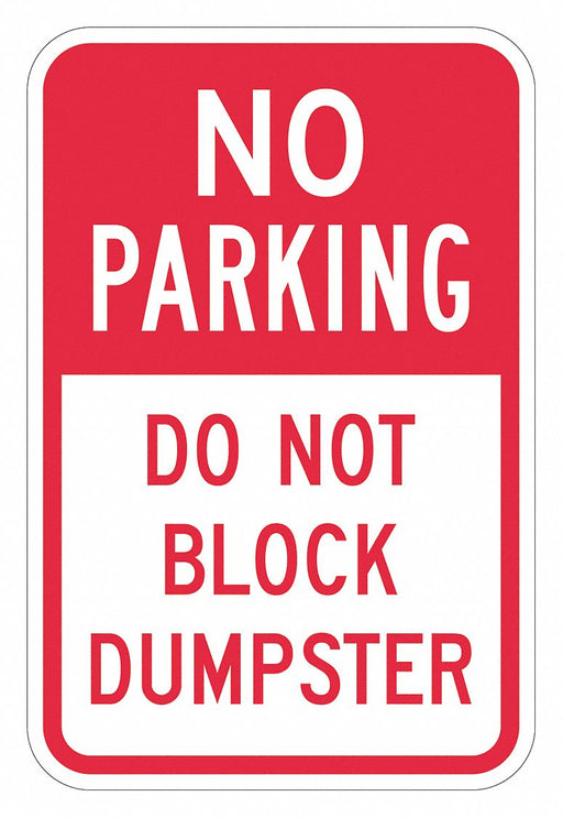 Dumpster No Parking Sign 18 x 12 