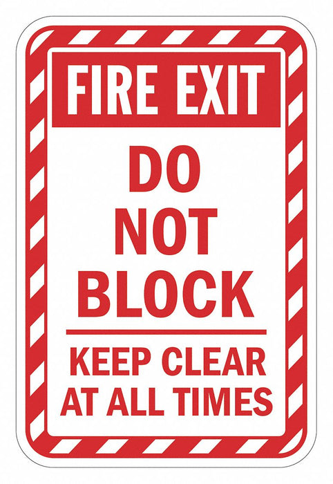 Rflctv Fire Door Fire Exit Sign 18x12in