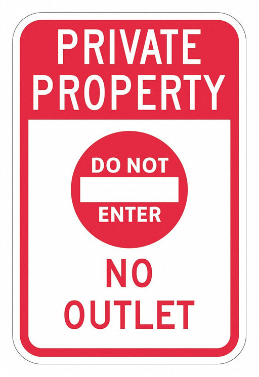 Traffic Sign 18 in x 12 in Red/White