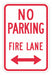 No Parking Fire Lane Sign 18 x 12 