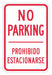 No Parking Sign 18 x 12 