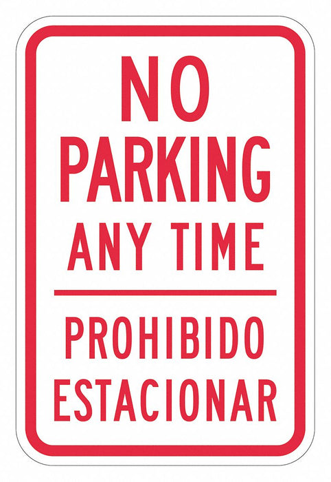 No Parking Anytime Sign 18 x 12 
