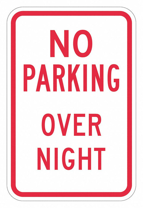 No Overnight Parking Sign 18 x 12 
