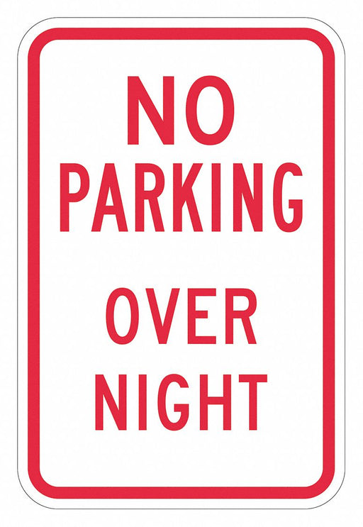 No Overnight Parking Sign 18 x 12 