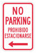 No Parking Sign 18 x 12 
