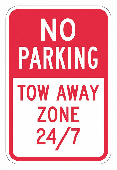 Tow Zone No Parking Sign 18 x 12 