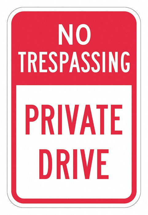 Rflctv No Trespassing Sign 18x12in Alum