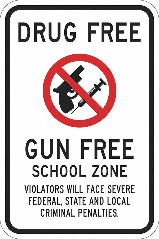Rflctv Drug Free Drug Free Sign 18x12in