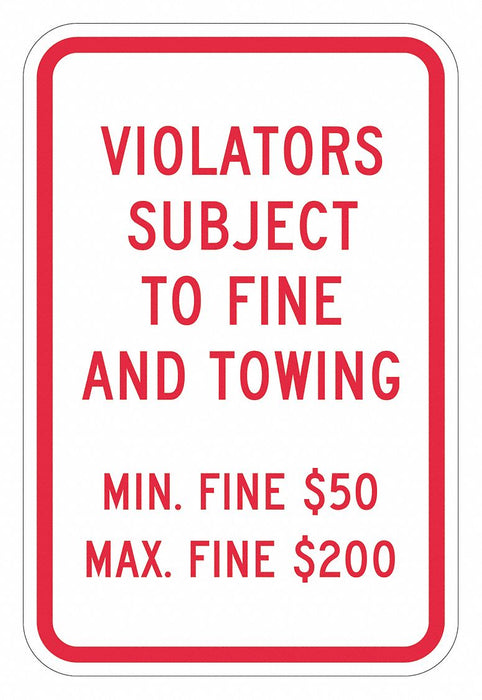 Tow Zone No Parking Sign 18 x 12 
