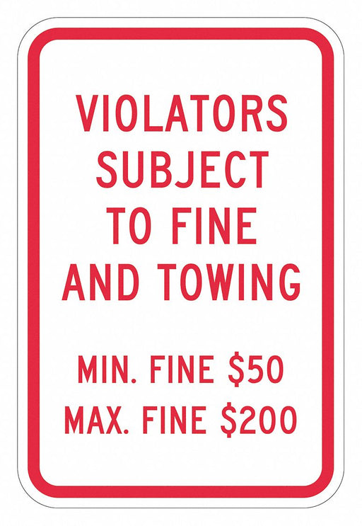 Tow Zone No Parking Sign 18 x 12 