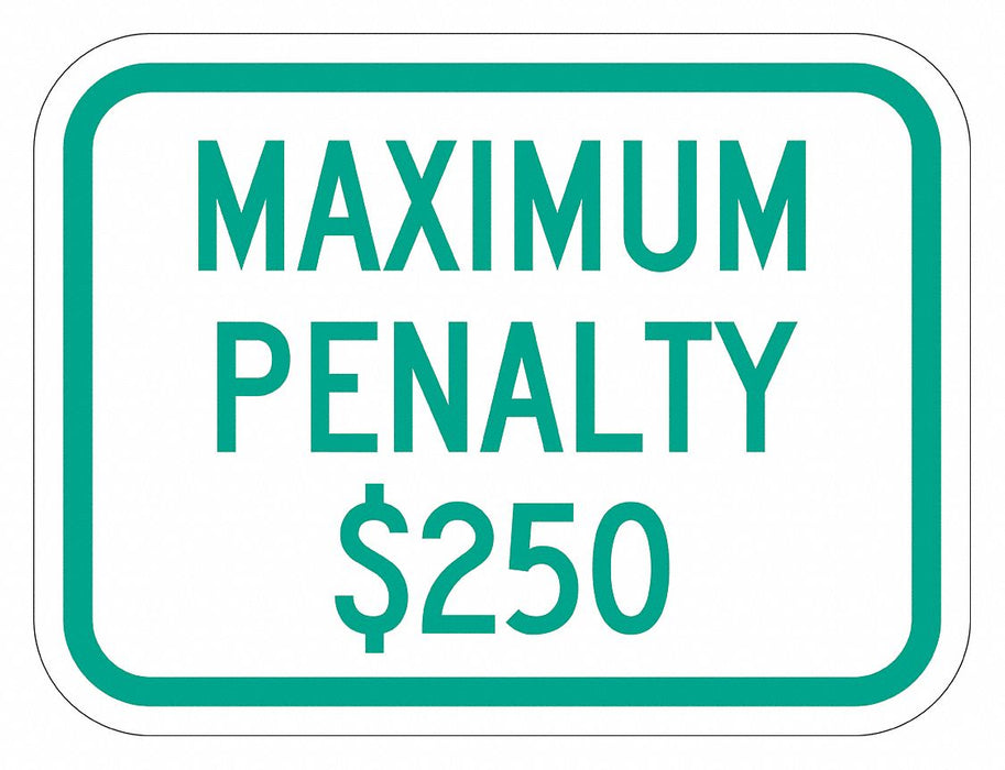 Fine  Penalty Parking Sign 9 x 12 