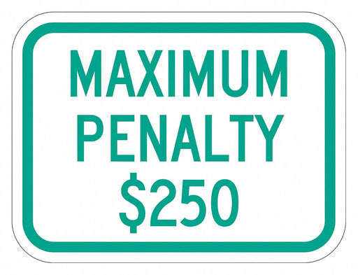 Fine  Penalty Parking Sign 9 x 12 