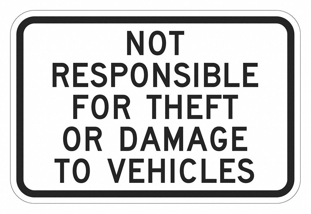 Parking Lot Damage Advisory Sign 12 x18 