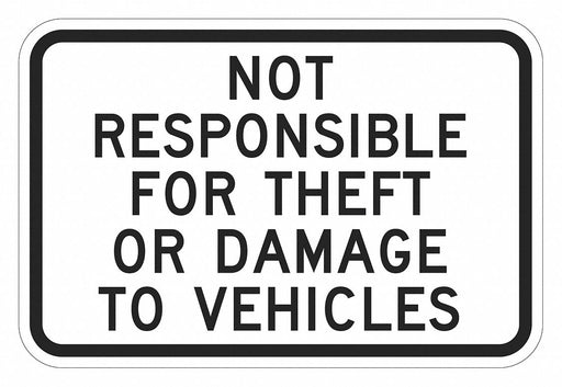 Parking Lot Damage Advisory Sign 12 x18 