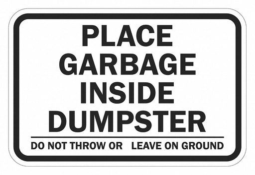 Reflective Dumpster Sign 12x18in Alumin