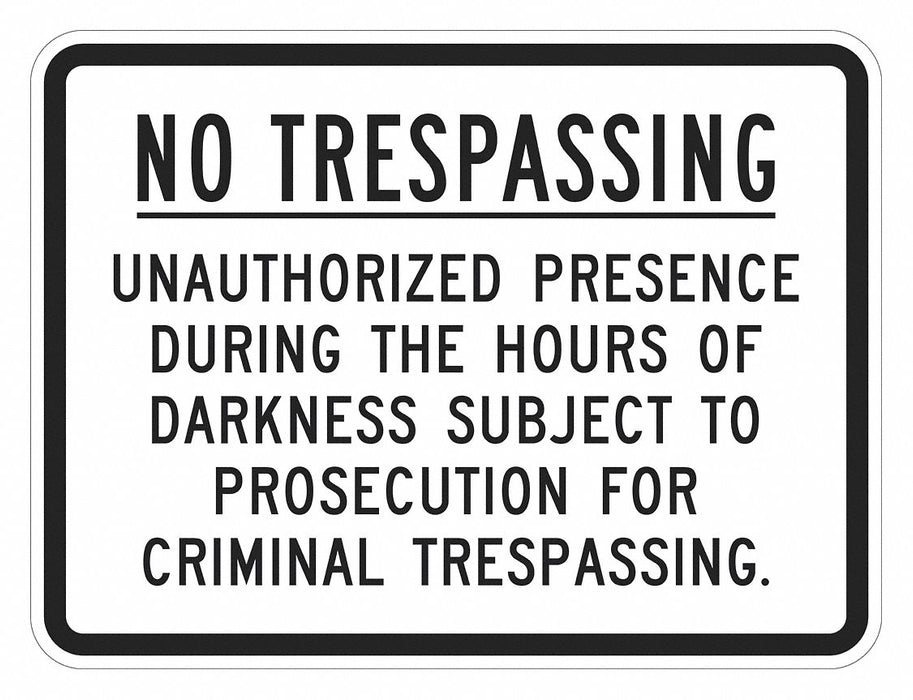 Rflctv No Trespassing Sign 12x18in Alum