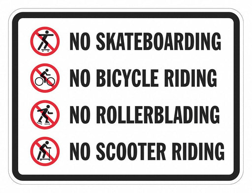 Rflctv No Skateboards Sign 12x18in Alum