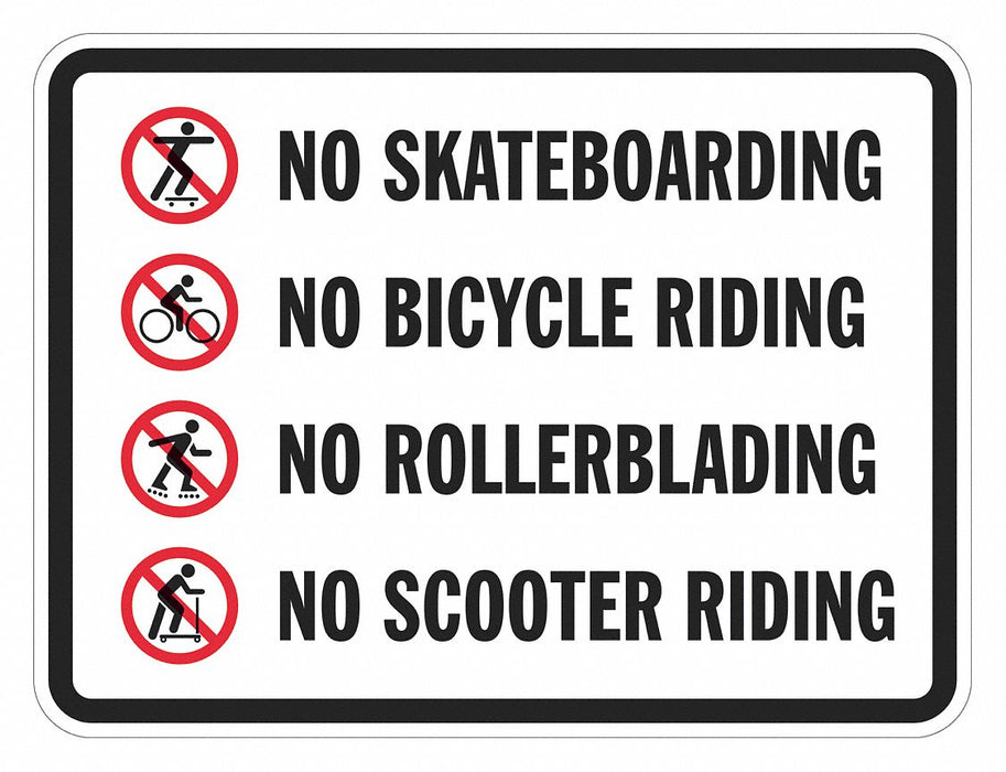 Rflctv No Skateboards Sign 12x18in Alum