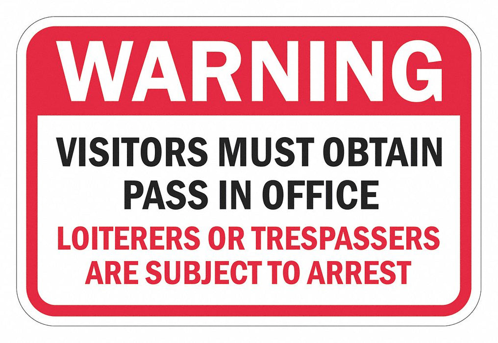 Rflct Visitors Warning Sign 12x18in Alum