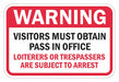 Rflct Visitors Warning Sign 12x18in Alum