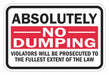 Reflective No Dumping Sign 12x18in Alum