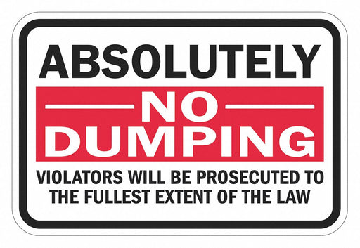 Reflective No Dumping Sign 12x18in Alum
